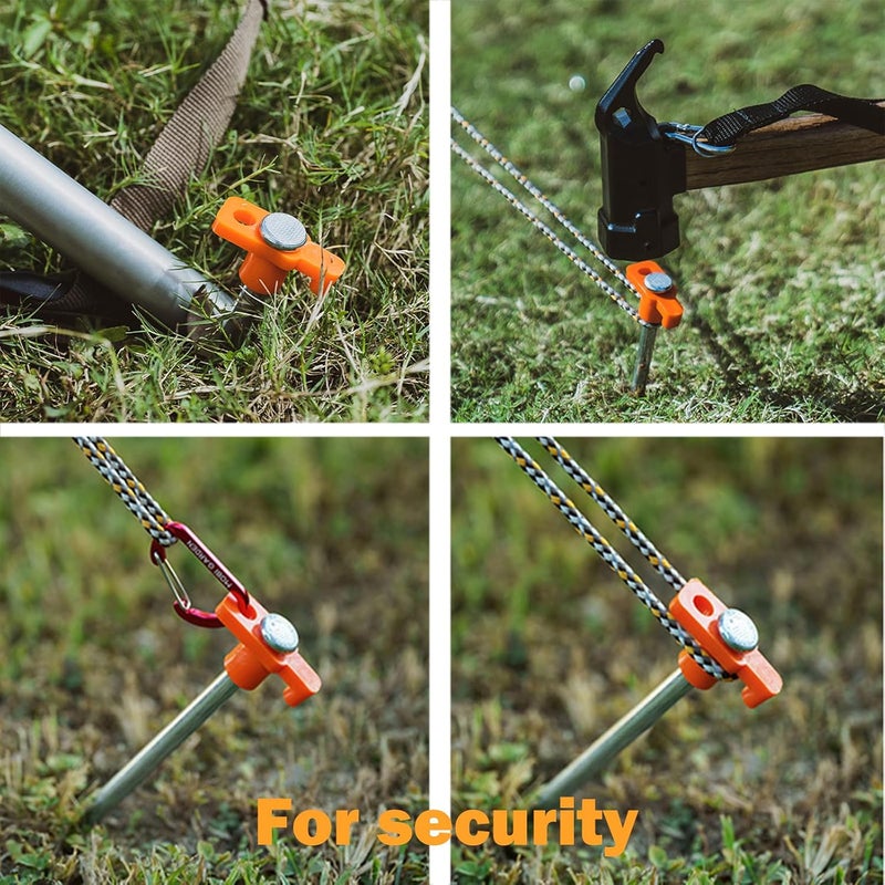 Nexboraque 20 Pack Tent Stakes - 9.75 Inch Galvanized Non-Rust Ground Stakes Heavy Duty Canopy Anchors Metal Tent Pegs for Camping, Garden, Hiking, Orange - Image 5